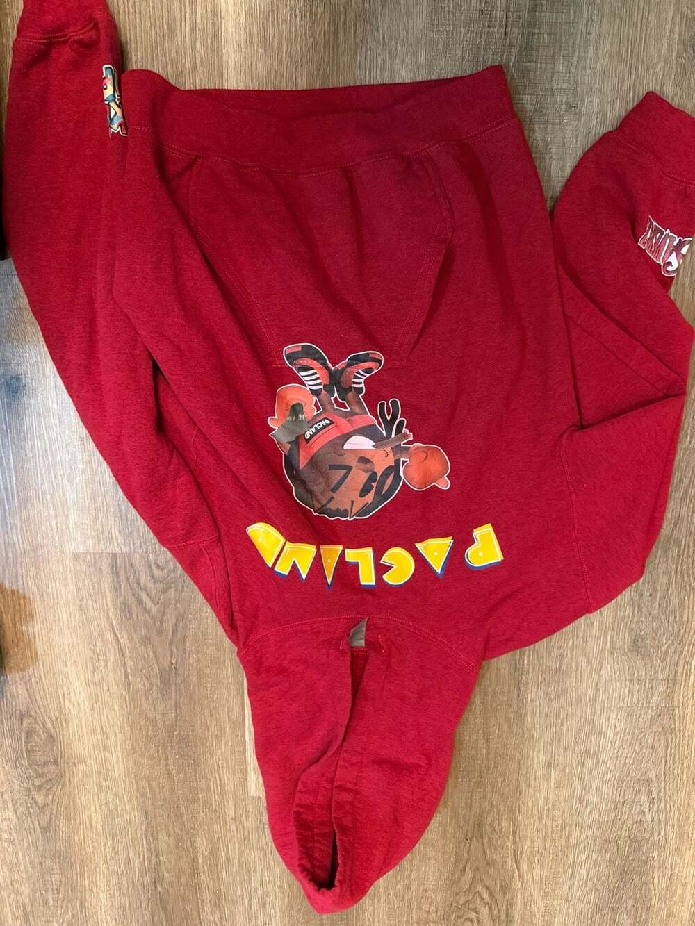 Pacland Pac-Man Character Graphic Hoodie Size S Red